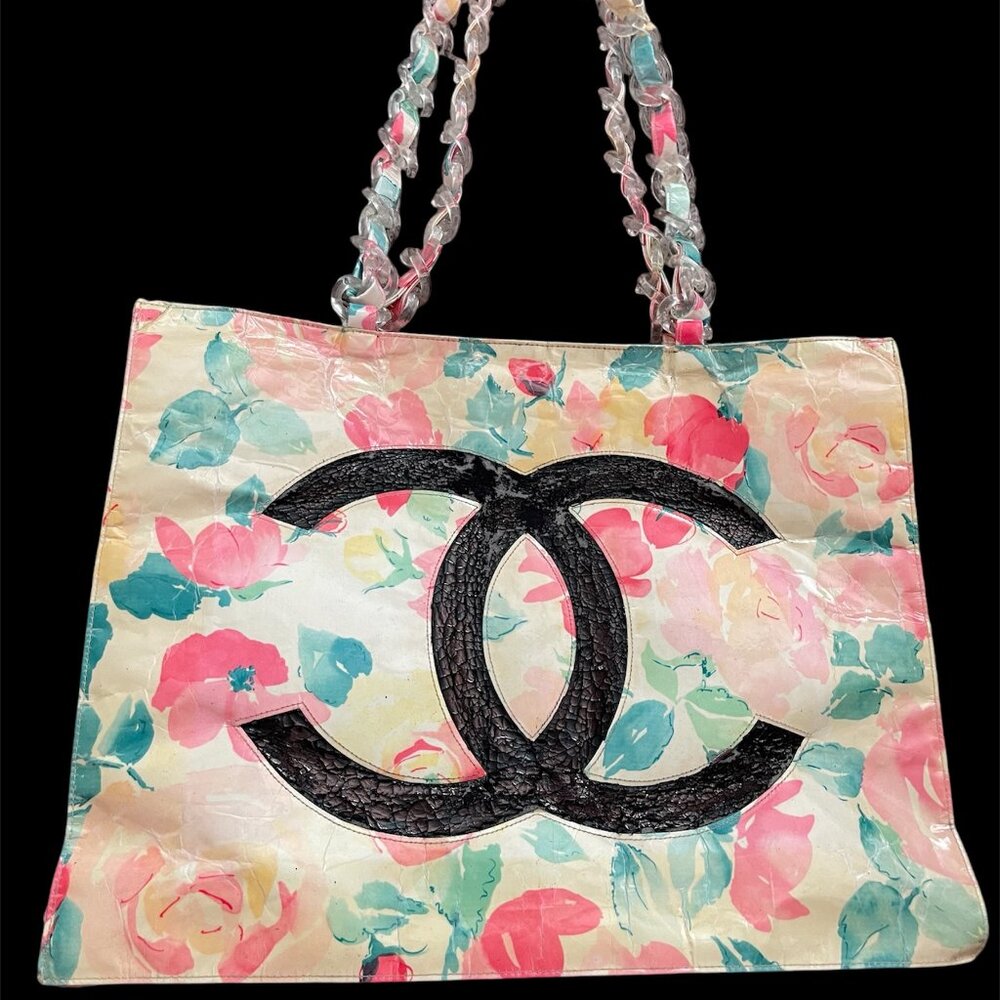 Chanel Coated Canvas Floral Tote Bag